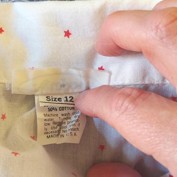 Summer Top Short Sleeves White Red Stars Collar - Picture 6 of 9